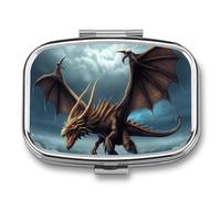 Flying Dragon Pill Box, Portable Travel Pill Organizer Retro Durable 2 Compartments for Vitamins, Medicine, Fish Oil and Supplements