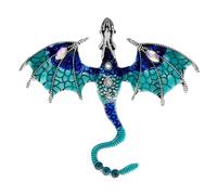 Flying Dragon Pins - Blue Shiny Dragon Brooch for Men and Women - Cute Blue Green Brooch for Clothing, Hat, Bag Accessories