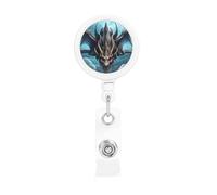 Flying Dragon Print Badge Holder Retractable Reel, with ID Alligator Clip Rotatable Buckle, for Nurse Teacher