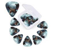 Flying Dragon Print Guitar Picks 12 Pack Guitar Plectrums with Storage Box Bass Picks For Acoustic Guitar Bass Electric Ukulele Includes 0.46mm, 0.71mm, 0.96mm