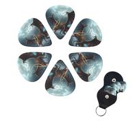 Flying Dragon Print Guitar Picks 6 Pack Guitar Plectrums with Pick Holders Bass Picks For Acoustic Guitar Bass Electric Ukulele Includes 0.46mm, 0.71mm, 0.96mm