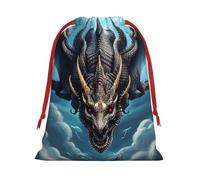 Flying Dragon Print Holiday Drawstring Bag, Treat Pouch Wrap,Reusable Event Favor,Daily Storage Bag M