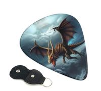 Flying Dragon Printed Guitar Picks,Guitar Picks 6 Pcs With Picks Holder,Unique Guitar Gift For Bass Electric Acoustic Guitars