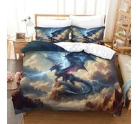 Flying Dragon Quilt Cover 3D Print Winter Soft Cool Animals Duvet Cover Bedding Comforter Cover Microfiber with Zipper Closure Apply to Kids Youth 3 Piece Set Room Decor Soft And Comfortable Single（14