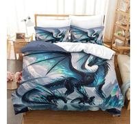 Flying Dragon Quilt Cover 3D Printed Soft Microfiber Cool Animals Duvet Cover Set with Zipper Closure 3 Piece Comforter Cover for Adults Kids Bedding Set with Pillowcase Super King（260x220cm）