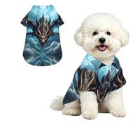 Flying Dragon S Pet Hawaiian Shirt for Small Dogs-Cute Summer Beach Outfit for Puppy, Soft Breathable Cat Clothes with Buttons