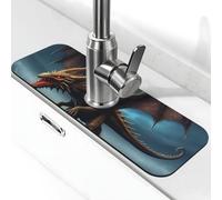 Flying Dragon Sink Splash Guard Faucet Mat 15" X 5.5,Super Absorbent Fast Drying Mat Sink Gadgets-Splash Guard Behind Faucet Drip Catcher For Kitchen Bathroom