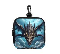 Flying Dragon Small Waterproof Zipper Pouch-Neoprene Storage Bag for Earbuds, Keychain Clip Case