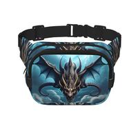 Flying Dragon Square Double Layer Waist Bag Belt - Unisex Everywhere Fanny Pack Purse for Running, Travel, Hiking, Fitness, Black, One Size