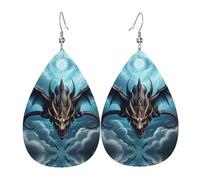 Flying Dragon Teardrop-shaped leather earrings, clothing decoration, suitable for festival parties, holidays and daily life