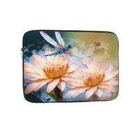 Flying Dragonflies Lily Flower Laptop Case 13 inch, TSA Laptop Sleeve Shockproof Protective Notebook Case Water Resistant Computer Carrying Cover Briefcase Handbags Men Women Computer Bag