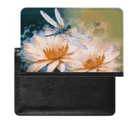 Flying Dragonflies Lily Flower Passport Holder Passport Cover Protector Essentials with Credit Card Slots for Women Men