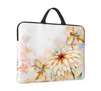 Flying Dragonflies Lily Flower Print Protective 14 Inch Laptop Case,Laptop Sleeve With Handle Compatible,Carrying Computer Bag