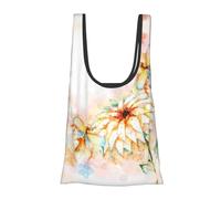 Flying Dragonflies Lily Flower Print Reusable, Foldable,Washable Grocery Bags Foldable in A Pouch Eco Tote Shopping Bag,Daily Shopping Loading