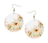 Flying Dragonflies Lily Flower Printed Leather Earring Set For Women, 1 Pair Lightweight Bohemian Pierced Earrings Jewelry Gift For Women Girls