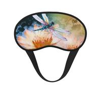 Flying Dragonflies Lily Flower Sleep Mask for Side Sleeper, Blackout Sleep Eye Mask Comfortable Blindfold Eyeshade Soft Breathable Sleeping Mask with Elastic Strap Silk Eye Covers for Travel
