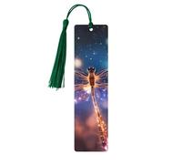 Flying Dragonfly Bookmark Galaxy Wooden Bookmark with Tassel Book Mark for Women Men Reading Page Markers Gifts for Book Lovers