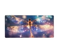 Flying Dragonfly Mouse Mat Galaxy Gaming Mouse Pad with Stitched Edges Non-Slip Large Desk Mat for PC Laptop Office Home Gamer 900x400x3mm Keyboard Mousepad