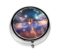 Flying Dragonfly Small Pill Box 3 Compartment Portable Pill Box for Purse Pocket Galaxy Mini Medicine Organiser for Daily Vitamin Fish Oil Storage