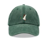 Flying Duck Baseball Cap Vintage Washed Unisex Dad Hat Adjustable Mallard Bottle Green
