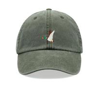 Flying Duck Baseball Cap Vintage Washed Unisex Dad Hat Adjustable Mallard Olive
