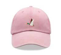 Flying Duck Baseball Cap Vintage Washed Unisex Dad Hat Adjustable Mallard Pink
