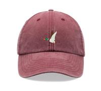 Flying Duck Baseball Cap Vintage Washed Unisex Dad Hat Adjustable Mallard Red