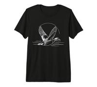 Flying Duck Line Art Waterfowl Bird Illustration Premium T-Shirt