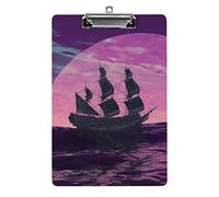 Flying Dutchman Boat Floating on The Ocean A4 Size Clipboard Funny Aesthetic Working Studying Letter Standard Clip Board 12.5×8.5 in Hardboard for School Classroom Kids Writing Drawing