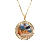 Flying Ea-gle Autumn Personalized Picture Necklace Photo Pendant Custom Memorial Jewelry for Women