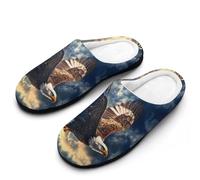Flying Ea-gles Men's Cotton Slippers for Winter Casual House Shoes Soft Comfy Slip Indoor Outdoor