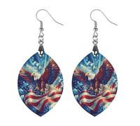 Flying Ea-gles U.S Flag Artistic Wooden Earrings Pendant Vintage Earring Hooks Trendy Vacation Dangle Boho Eardrop Love