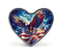 Flying Ea-gles U.S Flag Heart Metal Brooches 1 Inch Memorial Badges Exquisite Decorations Pins for Clothing