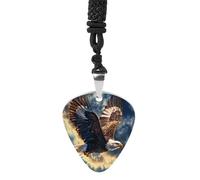 Flying Ea-gles Vintage Pick Necklace Guitar Bass Pick Pendant &B Steel Music Jewelry for Music Lovers