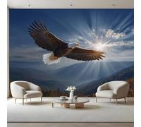 Flying Eagle Canvas Peel and Stick Wallpaper Mural Wild Nature Animal Large Removable Self-Adhesive Feature Accent Wall Coverings for Bedroom 140x102 inches / 350x256 cm