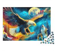 Flying Eagle Forest Wolf 1000 Piece Jigsaw Puzzle Paper for Adults Night Scene Puzzle Game 38x26cm/1000pcs