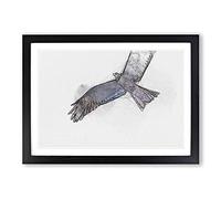 Flying Eagle in Abstract Framed Print | A2 Black Framed Wall Art | Ready to Hang | Abstract Animal Picture | Living Room Bedroom Lounge Office