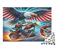 Flying Eagle Motorcycle Rider 1000 Piece Jigsaw Puzzle Paper for Adults Speed Freedom Scene Focus Home Decoration 70x50cm/1000pcs