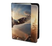 Flying Eagle Print 5.5 Inch Passport For Men And Women Lightweight Stylish Travel Document Wallet, Black, One Size