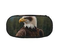 Flying Eagle Print Pencil Case Spacious Pen Pouch Zipper High Capacity Makeup Tools Office Supplies, Black, One Size, Cute