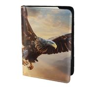 Flying Eagle print Travel Wallet Passport Holder Case for Family Leather Passport Cover for Men Women, Black, One Size
