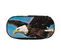Flying Eagle Print Unisex Pencil Case Pouch - Compact Design for Pencils, Small Items - Double-Headed Zipper