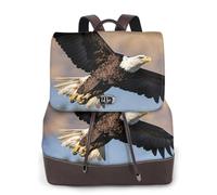 Flying Eagle Print Versatile Double Shoulder Bag With Buckle Flap For Fashionable Women, Black, One Size