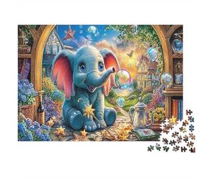 Flying Elephant Jigsaw Puzzles Elephant in Vivid Fantasy Scene 1000 Piece Educational Game Challenge for Home 70x50cm/1000pcs