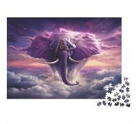 Flying Elephant Jigsaw Puzzles Puzzles for Adults Kids. 1000 Piece Cloud Whimsical Challenge Toy Educational Games Home Decoration for Adults& Kids Age 14 Years Up 1000pcs (75x50cm)