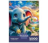 Flying Elephant Recycled Cardboard 1000-Piece Baby Elephant in Town Puzzle, Decompression & Stress Relief, Personalised Gift, Wall Decor & Home Holidays 52x38cm/1000pcs