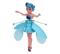 Flying Fairy Princess Doll Luminous Gesture Sensing USB Rechargeable Sky Dancers Flying Dolls for Girls Blue