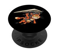 Flying Feline Soaring Glider Airborne Cat Hang Gliding Cute PopSockets Adhesive PopGrip