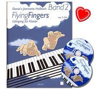 Flying Fingers Band 2 - PIANO école avec 2 CD et coloré Cœur Note Pince - Matériau de travail pour technique, Improvisation Théorie, et Note des connaissances - Auteur Daniel clair BACH