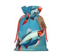 Flying Fish In The Ocean Print Christmas Bag Holiday Present Sack Xmas For Seasonal Decor Gift Wrapping
